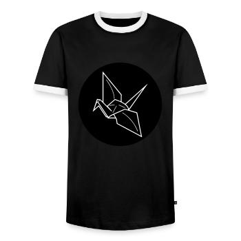 Origami - T-shirt contrasté Homme - noir/blanc - Devant - AI Model Female 172 light (172cm) & AI Model Male 178 light (178cm)