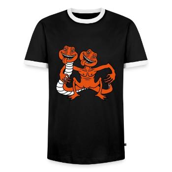 team couple 2 friends daemon horror halloween slut - Men's Ringer Shirt - black/white - Front - AI Model Female 172 light (172cm) & AI Model Male 178 light (178cm)