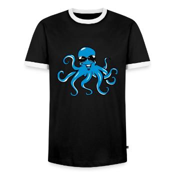 Squid oktopus funny comic sunglasses - Men's Ringer Shirt - black/white - Front - AI Model Female 172 light (172cm) & AI Model Male 178 light (178cm)