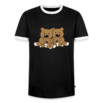 family siblings children dad mum baby cub l - Men's Ringer Shirt - black/white - Front - AI Model Female 172 light (172cm) & AI Model Male 178 light (178cm)
