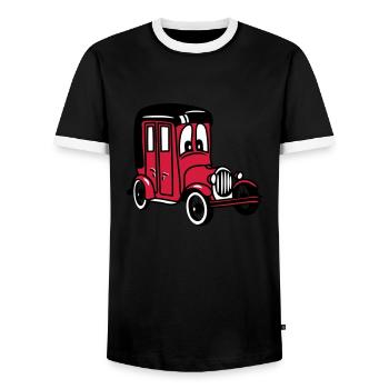 oldie Oldtimer Auto Wagen Fahrzeug witzig - Männer Kontrast-T-Shirt - Schwarz/Weiß - Vorne - AI Model Female 172 light (172cm) & AI Model Male 178 light (178cm)