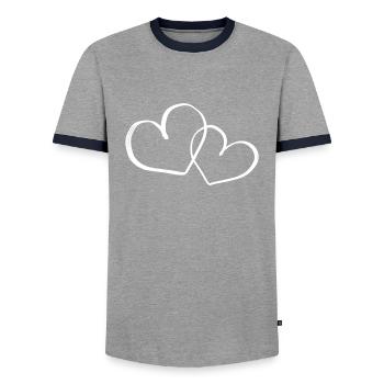 Herzen Symbol - Männer Kontrast-T-Shirt - Grau/Navy  - Vorne - AI Model Female 172 light (172cm) & AI Model Male 178 light (178cm)