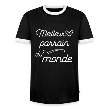 "Meilleur parrain" t-shirt humour parrain - T-shirt contrasté Homme - noir/blanc - Devant - AI Model Female 172 light (172cm) & AI Model Male 178 light (178cm)
