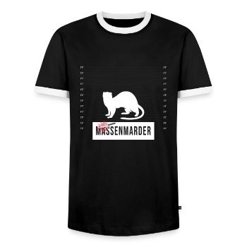 Massenmarder Marder - Massenmörder - Men's Ringer Shirt - black/white - Front - AI Model Female 172 light (172cm) & AI Model Male 178 light (178cm)