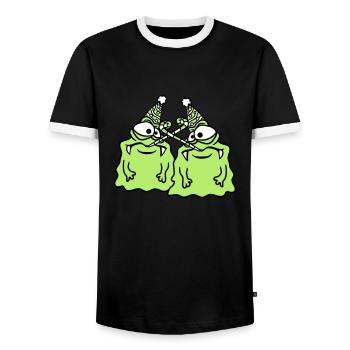 2 amis équipe couple anniversaire seul solitaire deuil - T-shirt contrasté Homme - noir/blanc - Devant - AI Model Female 172 light (172cm) & AI Model Male 178 light (178cm)