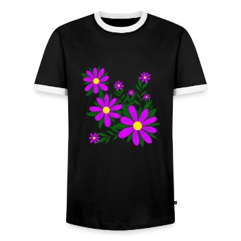 Blütenmuster Blumenranke Margerite Blüte floral - Männer Kontrast-T-Shirt - Schwarz/Weiß - Vorne - AI Model Female 172 light (172cm) & AI Model Male 178 light (178cm)