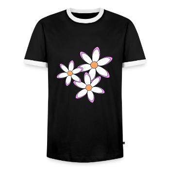 Gänseblümchen Margeriten Blumenranke Blume floral - Männer Kontrast-T-Shirt - Schwarz/Weiß - Vorne - AI Model Female 172 light (172cm) & AI Model Male 178 light (178cm)