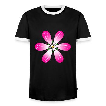 Fleur rose motif floral vrille fleur prairie - T-shirt contrasté Homme - noir/blanc - Devant - AI Model Female 172 light (172cm) & AI Model Male 178 light (178cm)