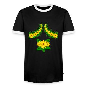 Sunflower Flower Vine Blossom Floral Pattern Yellow - Men's Ringer Shirt - black/white - Front - AI Model Female 172 light (172cm) & AI Model Male 178 light (178cm)