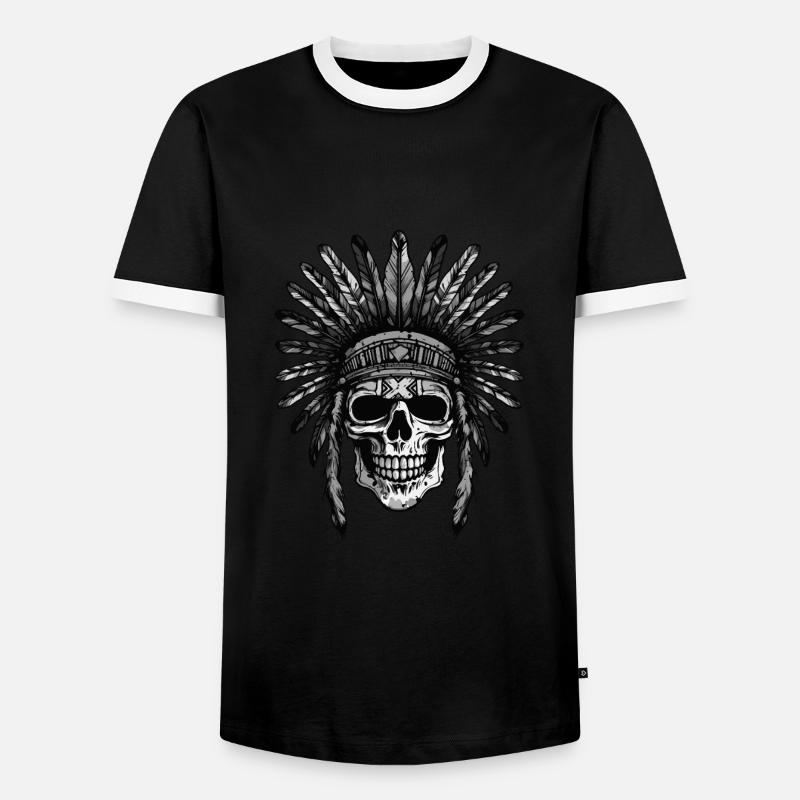 Apache Totenkopf Indianer - Männer Kontrast-T-Shirt - Schwarz/Weiß