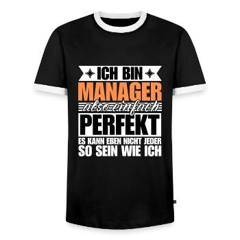 Perfekter Manager - Männer Kontrast-T-Shirt - Schwarz/Weiß - Vorne - AI Model Female 172 light (172cm) & AI Model Male 178 light (178cm)