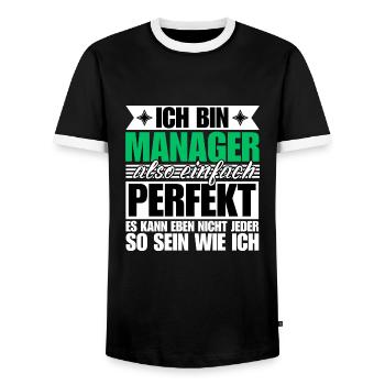 Perfekter Manager - Männer Kontrast-T-Shirt - Schwarz/Weiß - Vorne - AI Model Female 172 light (172cm) & AI Model Male 178 light (178cm)