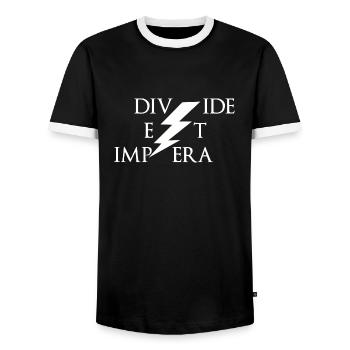 Divide et impera Latin domination - Men's Ringer Shirt - black/white - Front - AI Model Female 172 light (172cm) & AI Model Male 178 light (178cm)