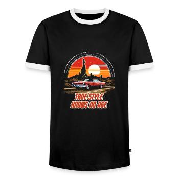 True style knows no age - Männer Kontrast-T-Shirt - Schwarz/Weiß - Vorne - AI Model Female 172 light (172cm) & AI Model Male 178 light (178cm)