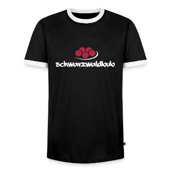 Schwarzwaldbub + Bollenhut - Männer Kontrast-T-Shirt - Schwarz/Weiß - Vorne - AI Model Female 172 light (172cm) & AI Model Male 178 light (178cm)