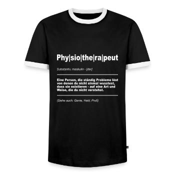 Physiotherapeut Physio Massage Beruf Reha Masseur - Männer Kontrast-T-Shirt - Schwarz/Weiß - Vorne - AI Model Female 172 light (172cm) & AI Model Male 178 light (178cm)