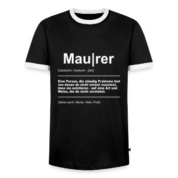 Maurer Handwerker Baustelle Handwerk Bauarbeiter - Männer Kontrast-T-Shirt - Schwarz/Weiß - Vorne - AI Model Female 172 light (172cm) & AI Model Male 178 light (178cm)