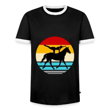 Voltage horse riding rider gymnastics acrobatics - Men's Ringer Shirt - black/white - Front - AI Model Female 172 light (172cm) & AI Model Male 178 light (178cm)