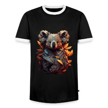 Space Koala - Männer Kontrast-T-Shirt - Schwarz/Weiß - Vorne - AI Model Female 172 light (172cm) & AI Model Male 178 light (178cm)