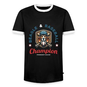 Fan de baseball, de beagles et d’Amérique - T-shirt contrasté Homme - noir/blanc - Devant - AI Model Female 172 light (172cm) & AI Model Male 178 light (178cm)