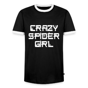 Drôle Crazy Spider Girl Pet Spider Propriétaire - T-shirt contrasté Homme - noir/blanc - Devant - AI Model Female 172 light (172cm) & AI Model Male 178 light (178cm)