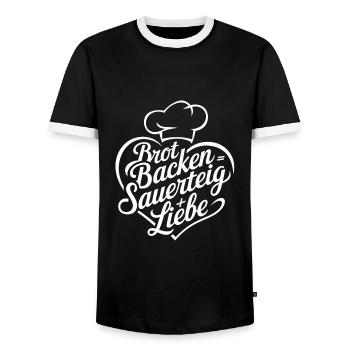 Backen mit Sauerteig und Liebe - Männer Kontrast-T-Shirt - Schwarz/Weiß - Vorne - AI Model Female 172 light (172cm) & AI Model Male 178 light (178cm)
