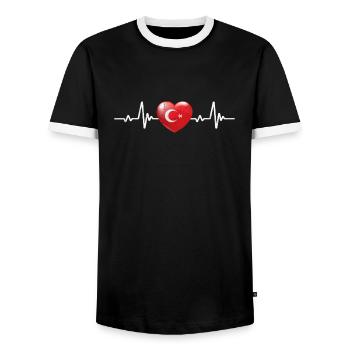 Turkey Turkish Retro - Men's Ringer Shirt - black/white - Front - AI Model Female 172 light (172cm) & AI Model Male 178 light (178cm)