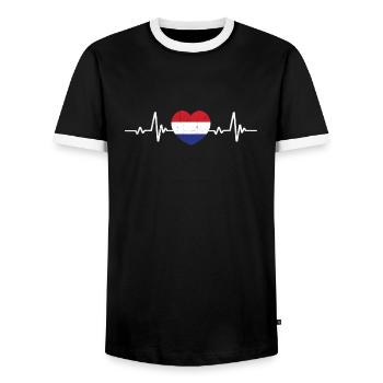 Holland Heart Netherlands Dutch flag - Men's Ringer Shirt - black/white - Front - AI Model Female 172 light (172cm) & AI Model Male 178 light (178cm)