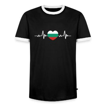 Bulgarie Coeur Drapeau bulgare Drapeau - T-shirt contrasté Homme - noir/blanc - Devant - AI Model Female 172 light (172cm) & AI Model Male 178 light (178cm)