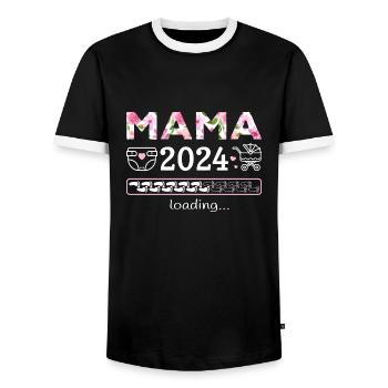 Femme enceinte 2024 Chargement de la mère enceinte - T-shirt contrasté Homme - noir/blanc - Devant - AI Model Female 172 light (172cm) & AI Model Male 178 light (178cm)