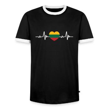 Lithuania Heart Lithuanian Flag - Men's Ringer Shirt - black/white - Front - AI Model Female 172 light (172cm) & AI Model Male 178 light (178cm)