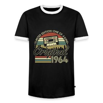 1964 Jahrgang Vintage Retro Geburtstag Geschenk - Männer Kontrast-T-Shirt - Schwarz/Weiß - Vorne - AI Model Female 172 light (172cm) & AI Model Male 178 light (178cm)