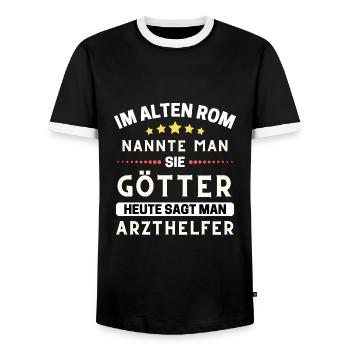 In ancient Rome, they were gods. Today, Physician Assistant - Men's Ringer Shirt - black/white - Front - AI Model Female 172 light (172cm) & AI Model Male 178 light (178cm)
