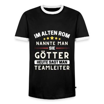 In ancient Rome, they were gods. Today, Team Leader - Men's Ringer Shirt - black/white - Front - AI Model Female 172 light (172cm) & AI Model Male 178 light (178cm)