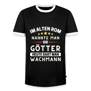 Dans la Rome antique, ils étaient des dieux. L’agent de sécurité d’aujourd’hui - T-shirt contrasté Homme - noir/blanc - Devant - AI Model Female 172 light (172cm) & AI Model Male 178 light (178cm)