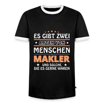 Cadeau d’agent immobilier - Deux types de... Concevoir - T-shirt contrasté Homme - noir/blanc - Devant - AI Model Female 172 light (172cm) & AI Model Male 178 light (178cm)