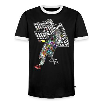 Designer T-Shirt ORIGINAL PAUKNER GRNA - Männer Kontrast-T-Shirt - Schwarz/Weiß - Vorne - AI Model Female 172 light (172cm) & AI Model Male 178 light (178cm)