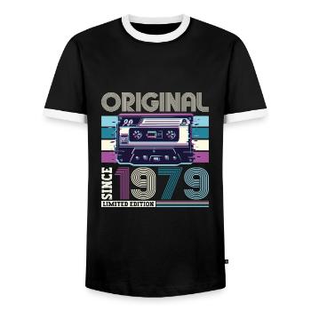 Original 1979 43ème Anniversaire Cadeau Hommes - T-shirt contrasté Homme - noir/blanc - Devant - AI Model Female 172 light (172cm) & AI Model Male 178 light (178cm)