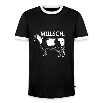 Mülsch 1 - Männer Kontrast-T-Shirt - Schwarz/Weiß - Vorne - AI Model Female 172 light (172cm) & AI Model Male 178 light (178cm)