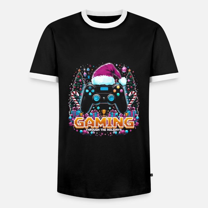 Weihnachts-Gaming Controller - Männer Kontrast-T-Shirt - Schwarz/Weiß