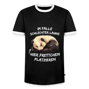 Süßes Frettchen Spruch Im Falle Schlechter Laune - Männer Kontrast-T-Shirt - Schwarz/Weiß - Vorne - AI Model Female 172 light (172cm) & AI Model Male 178 light (178cm)