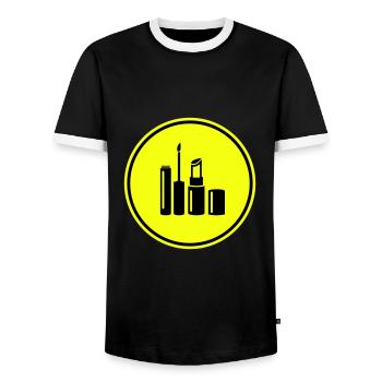 Make Up Cosmetics Icon - Men's Ringer Shirt - black/white - Front - AI Model Female 172 light (172cm) & AI Model Male 178 light (178cm)