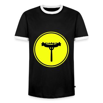 Icône de viande Bratwurst - T-shirt contrasté Homme - noir/blanc - Devant - AI Model Female 172 light (172cm) & AI Model Male 178 light (178cm)