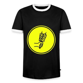 Spieß grill Icon - Männer Kontrast-T-Shirt - Schwarz/Weiß - Vorne - AI Model Female 172 light (172cm) & AI Model Male 178 light (178cm)