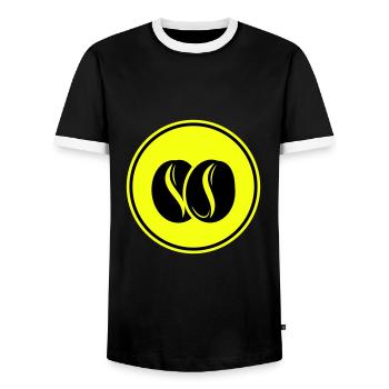 Coffee bean symbol - Men's Ringer Shirt - black/white - Front - AI Model Female 172 light (172cm) & AI Model Male 178 light (178cm)