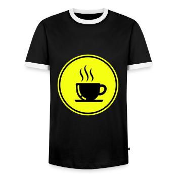 Coffee cup - Men's Ringer Shirt - black/white - Front - AI Model Female 172 light (172cm) & AI Model Male 178 light (178cm)