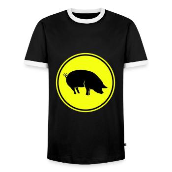 Pig Animal - Men's Ringer Shirt - black/white - Front - AI Model Female 172 light (172cm) & AI Model Male 178 light (178cm)