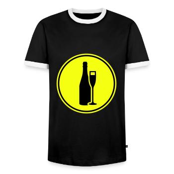 Red wine symbol - Men's Ringer Shirt - black/white - Front - AI Model Female 172 light (172cm) & AI Model Male 178 light (178cm)