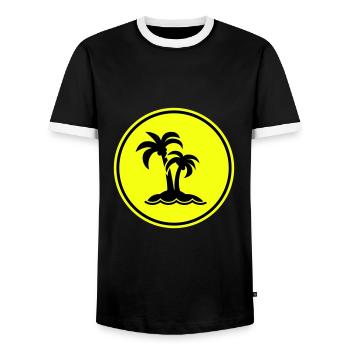 palm island symbol - Men's Ringer Shirt - black/white - Front - AI Model Female 172 light (172cm) & AI Model Male 178 light (178cm)