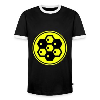 Symbole de l’apiculteur - T-shirt contrasté Homme - noir/blanc - Devant - AI Model Female 172 light (172cm) & AI Model Male 178 light (178cm)